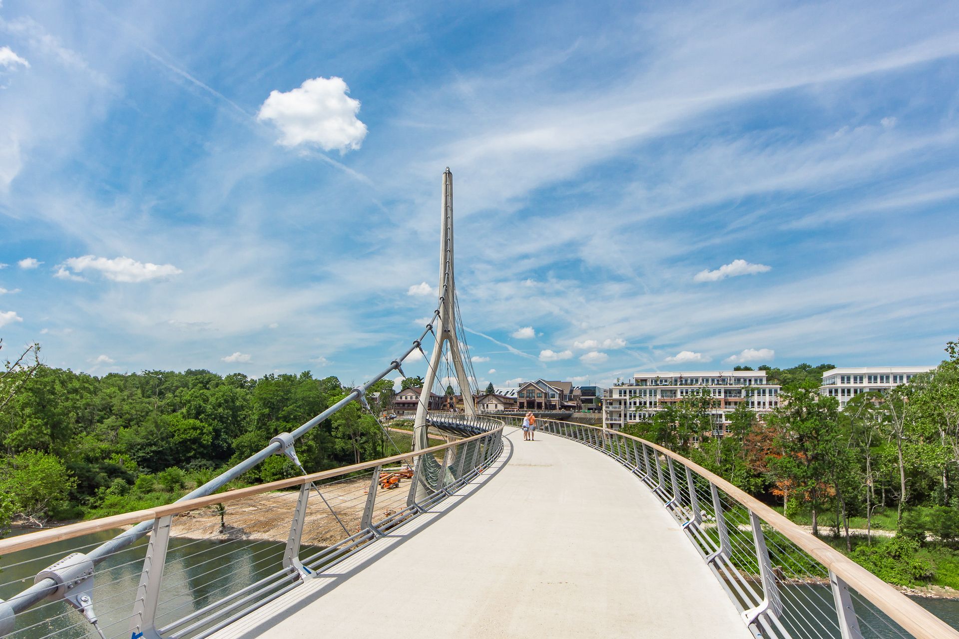 Dublin Link pedestrian bridge connecting Bridge Park and historic Dublin Ohio